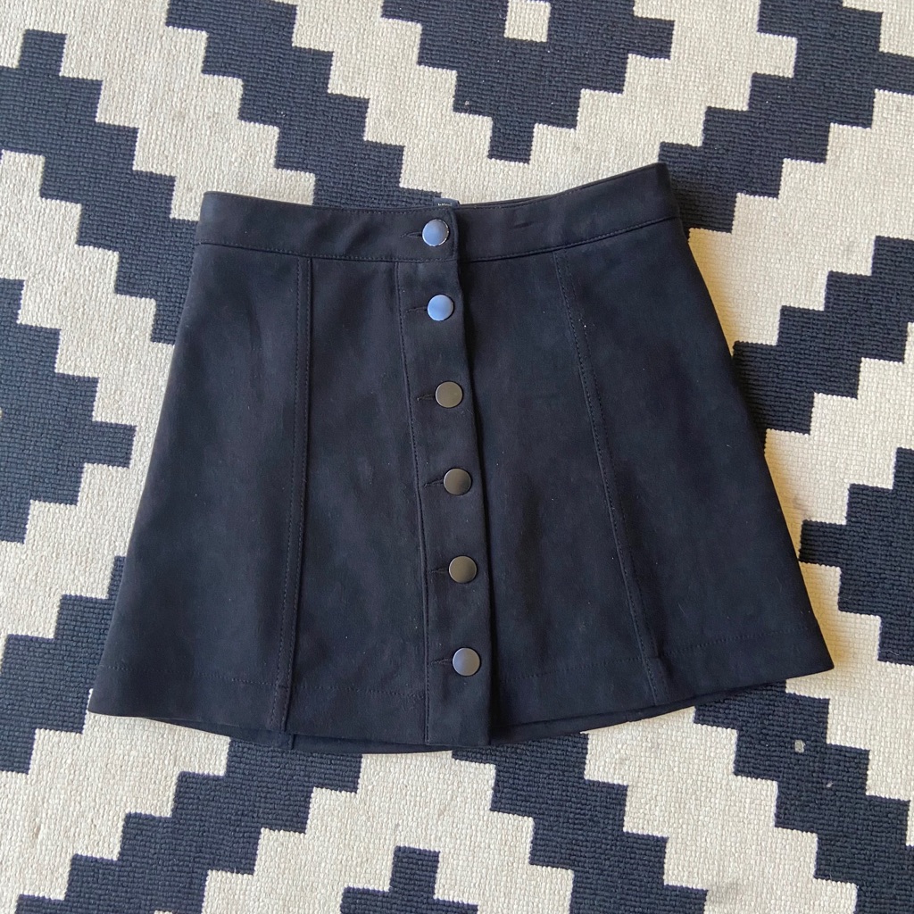 Black Button Front Mini